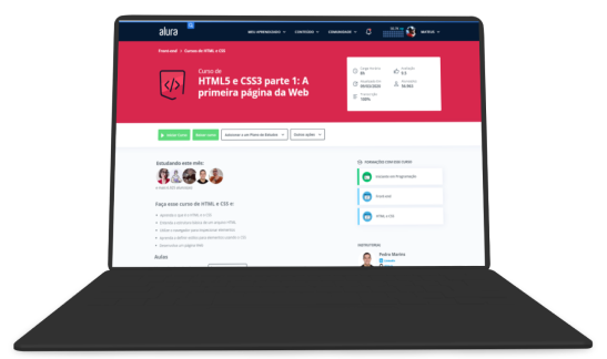 Um notebook com o conteúdo da alura